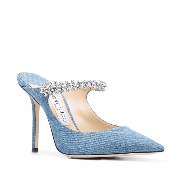 Jimmy Choo Shoes - NEW Jimmy Choo Bing Denim Crystal-Strap Mules Sz38